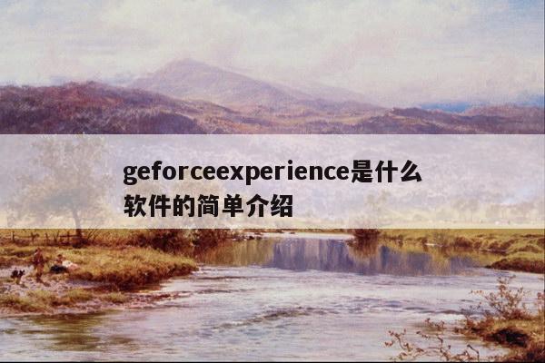 geforceexperience是什么软件的简单介绍